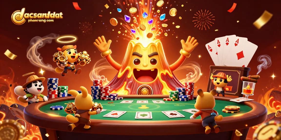 Win big with dacsandatphanrang com as the victorious volcano erupts treasure and card games.