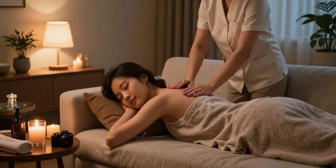Experience rejuvenation with 산본출장마사지 in a tranquil home setting, highlighting professional relaxation therapy and ambient comfort.