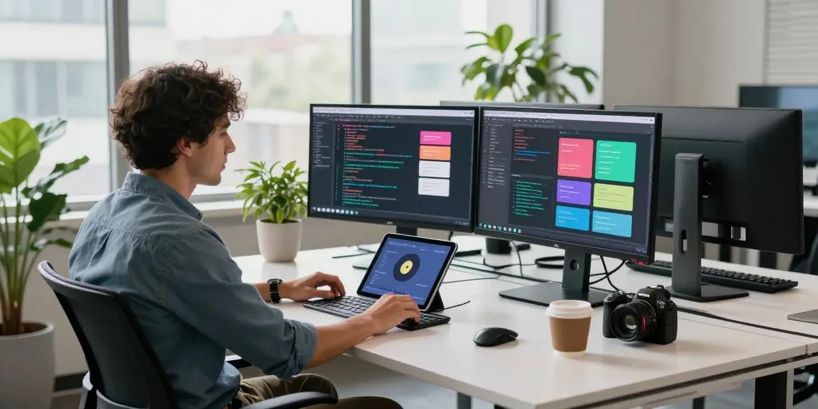 Motchill software developer collaborating in a tech workspace filled with innovation
