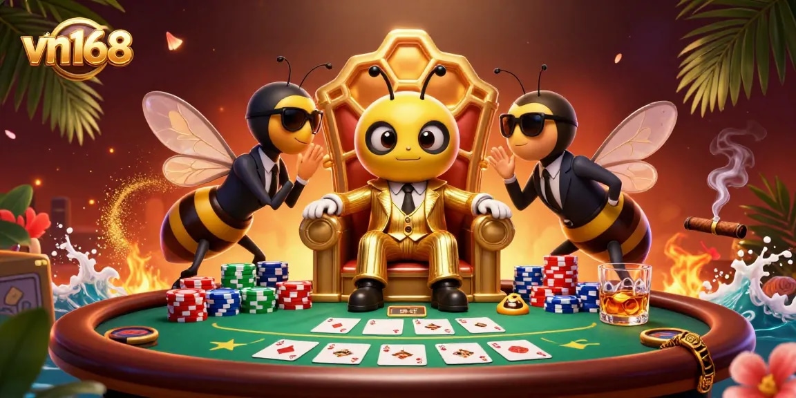 Join the excitement at vn168 with a vibrant poker scene featuring unique characters and dynamic gaming elements.