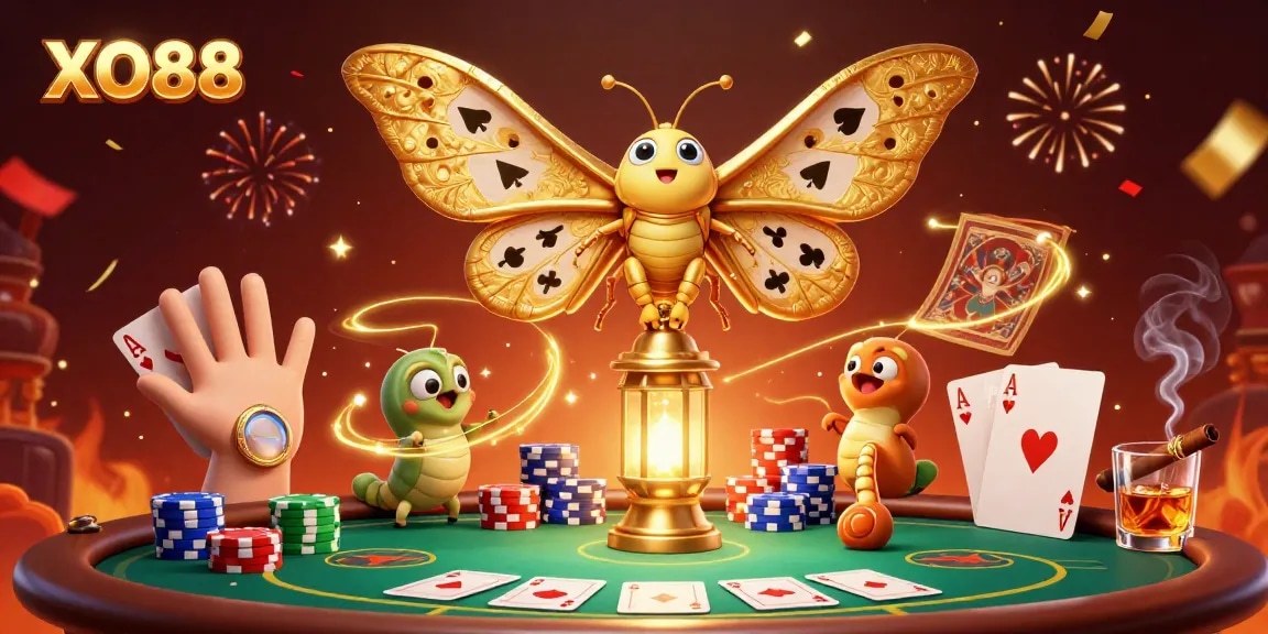Win big with XO88: an exciting casino scene with vibrant 3D elements and festive atmosphere.