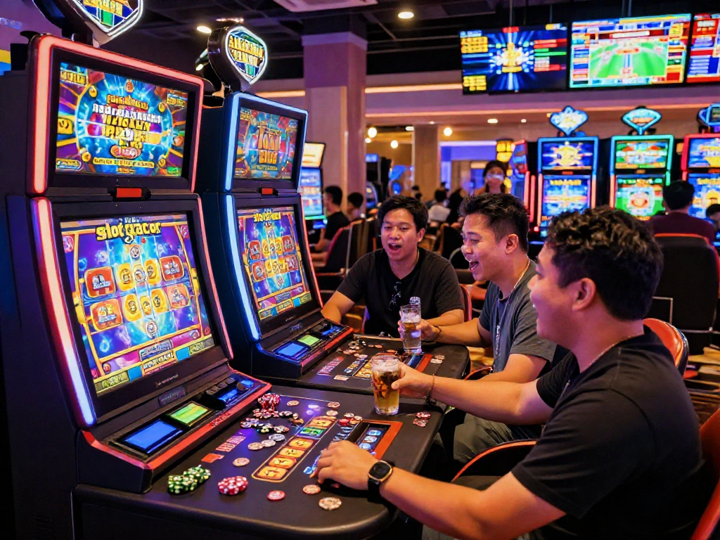 Players enjoying a slot gacor gaming experience in a vibrant casino.