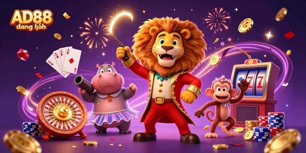 Experience AD88 đăng nhập action with vibrant casino characters and dynamic gambling elements.