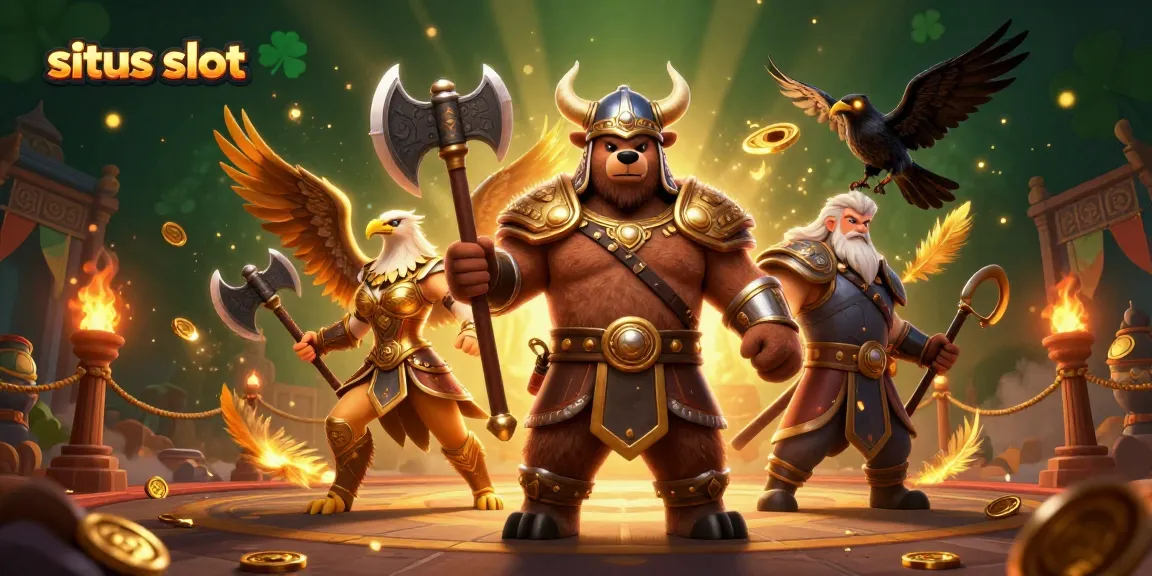 Menangi permainan di situs slot dengan fitur menarik dan karakter epik dalam ilustrasi 3D yang dinamis.