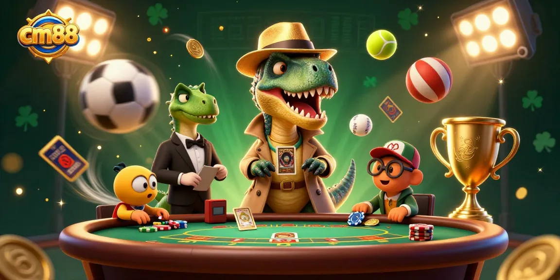 Bet on exhilarating games at cm88 with a thrilling scene featuring unique cartoon characters in high-stakes casino action.
