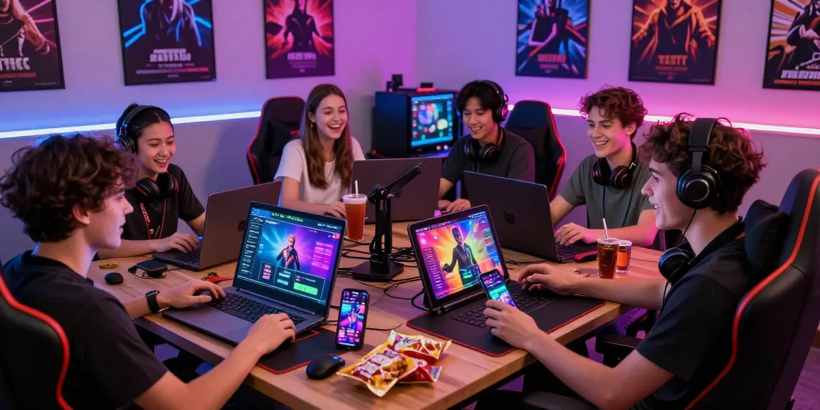 Engaged gamers playing interactive porn games on various devices, showcasing vibrant graphics and immersive atmosphere.