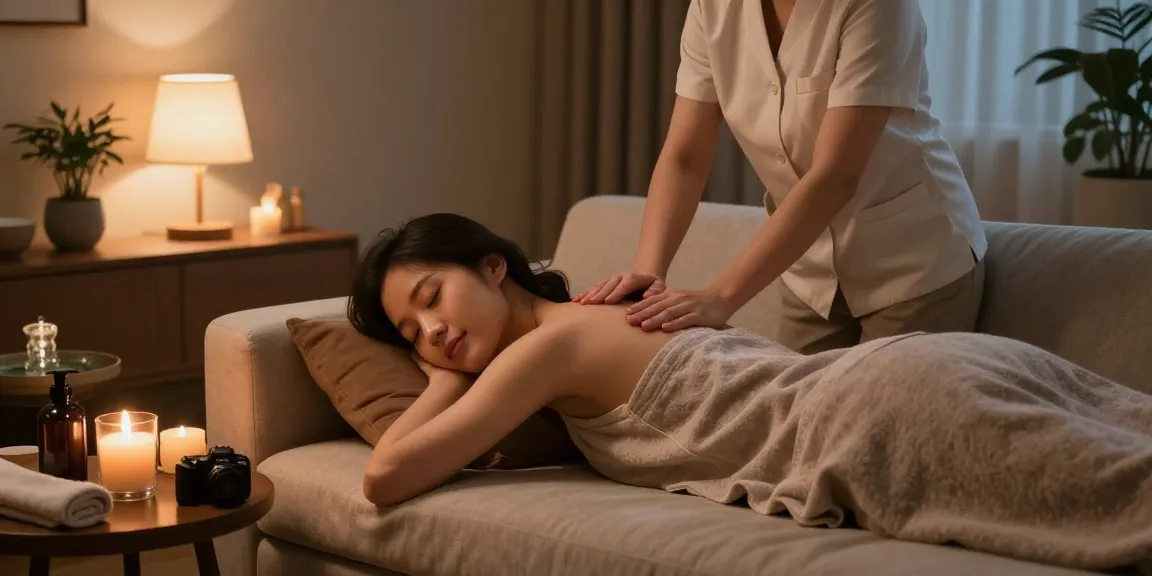 Experience rejuvenation with 산본출장마사지 in a tranquil home setting, highlighting professional relaxation therapy and ambient comfort.