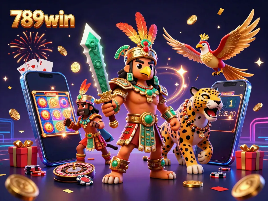 Experience thrilling jackpots with 789win's vibrant casino illustration, showcasing exhilarating gaming elements.