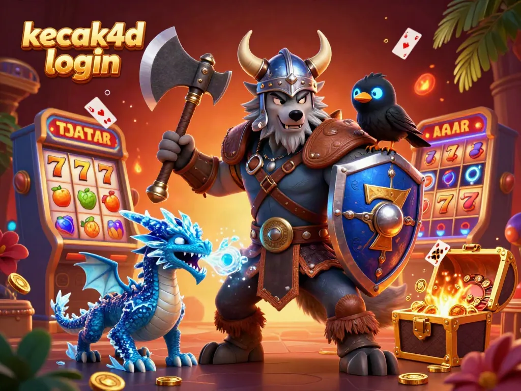 Engage with the thrilling kecak4d login portal featuring dynamic slot reels and casino elements.