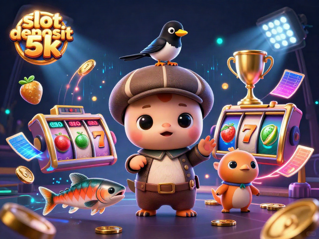 Engage with slot deposit 5k through a catchy 3D illustration showcasing a playful Nessie and gold elements