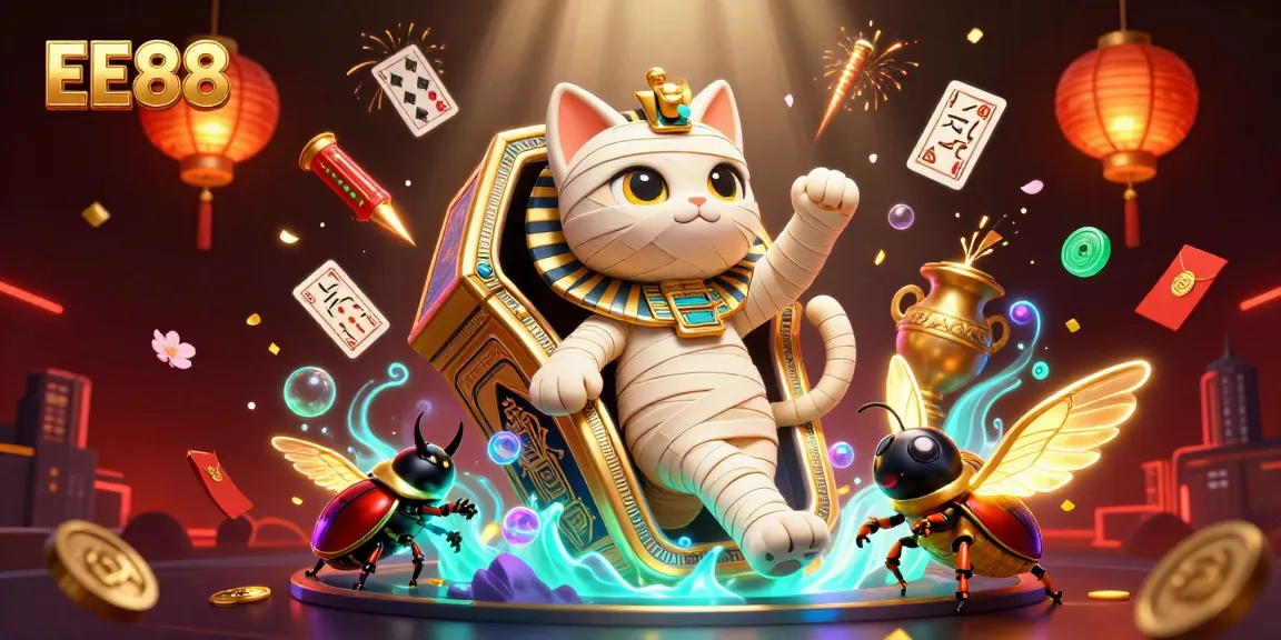 Experience thrilling gameplay at EE88 with the mummy cat and majestic casino ambiance.
