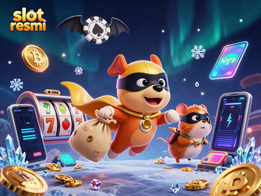Engage with exciting slot resmi gameplay through vibrant characters and symbols, featuring a superhero dog and hamster!