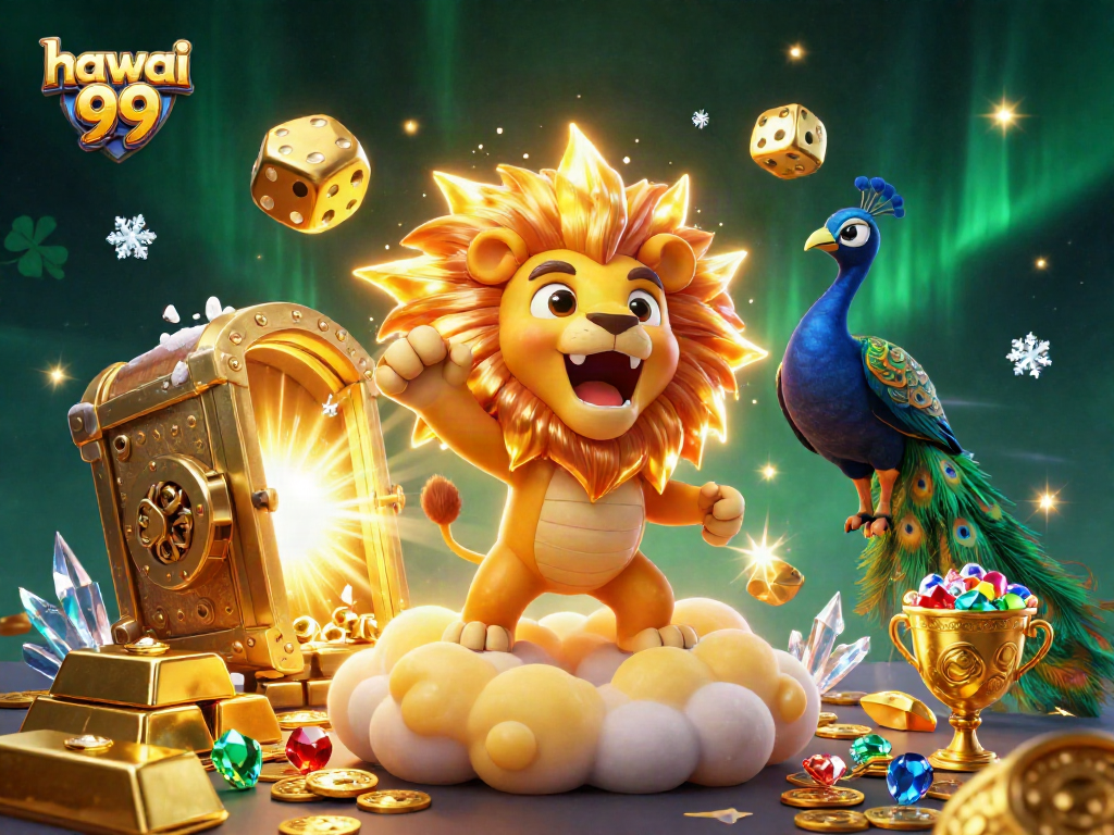 Engage with hawai 99's thrilling gameplay in a vibrant casino scene filled with treasures.