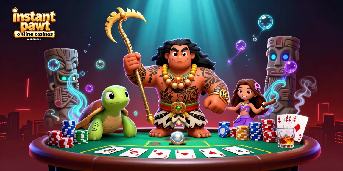 Experience the thrill of instant payout online casinos Australia with vibrant poker elements and dynamic characters.