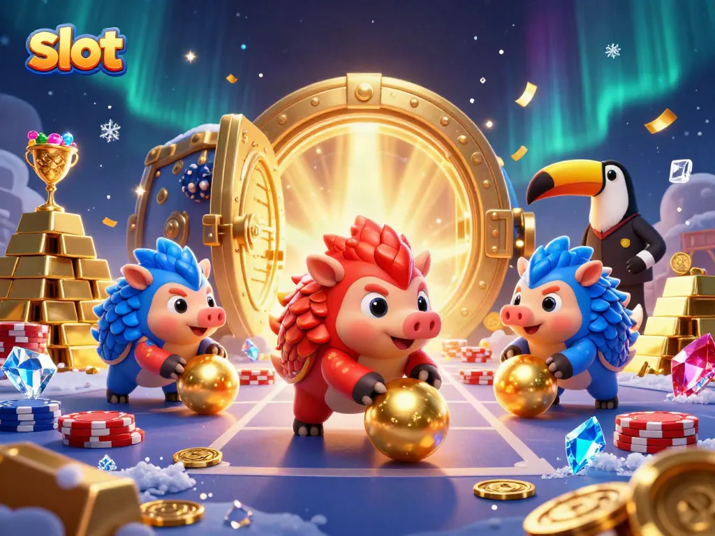 Engage with an exciting slot game featuring colorful pangolin characters and gold treasures.