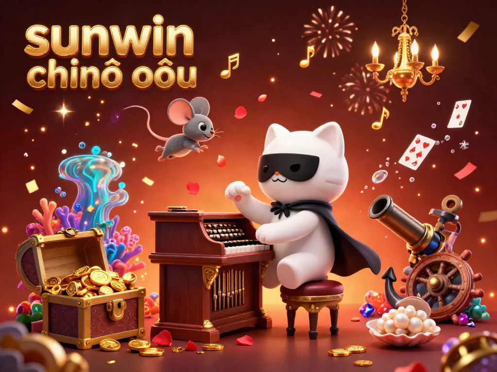 Engage with thrilling moments at sunwin chính thức featuring a 3D cat playing at a grand casino organ.