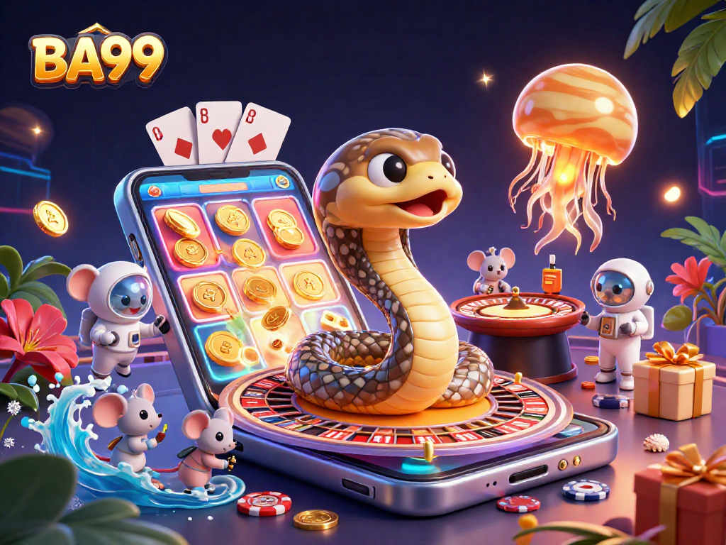 Experience the excitement of BA99 with astronaut mice betting on a cosmic roulette wheel.