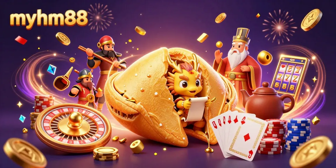 Win big with myhm88 as a dragon reads fortunes in a vibrant casino scene.