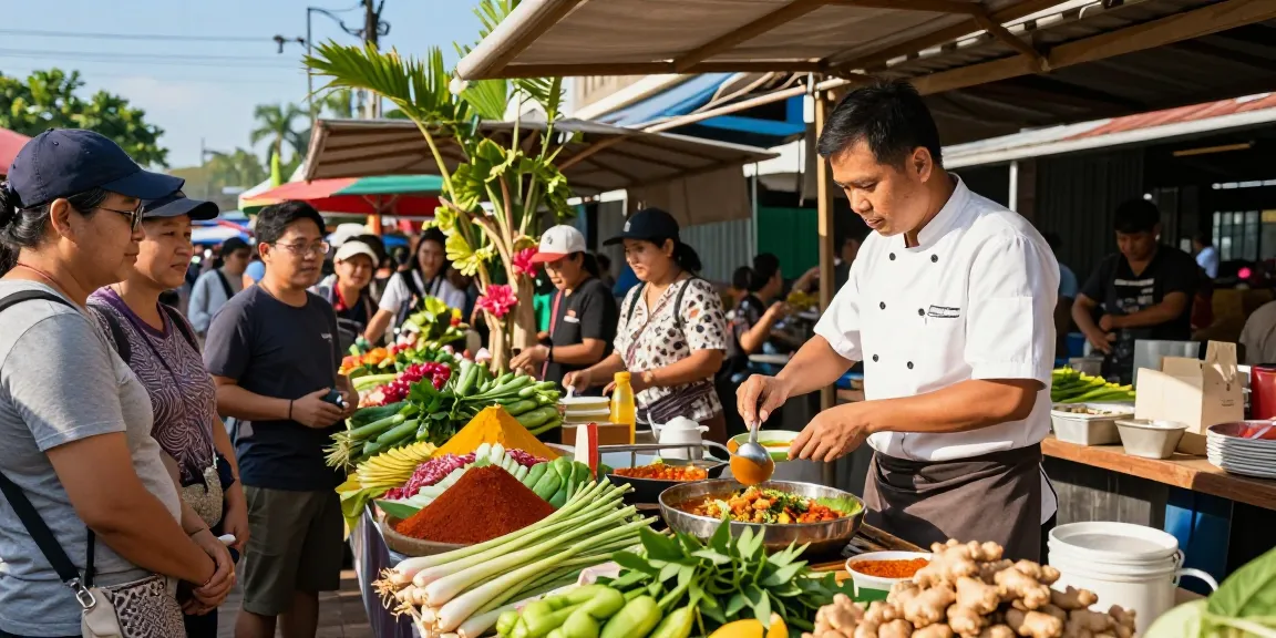 Experience the vibrant culinary culture at a Thai market showcasing สล็อตเว็บตรง dishes with fresh herbs and spices.
