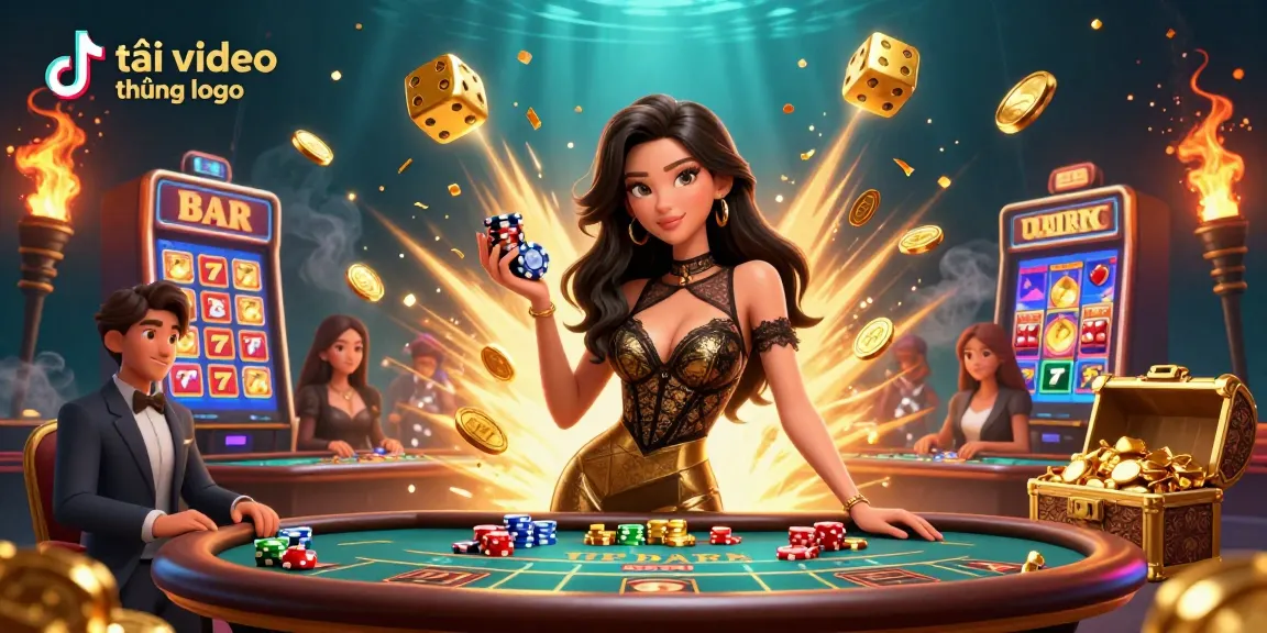 Engage with tải video tiktok không logo as beautiful woman plays baccarat with golden chips, surrounded by casino excitement.