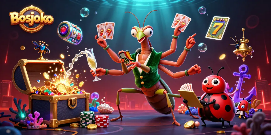 Engage in thrilling casino action with Bosjoko's vibrant 3D illustration showcasing a gambling scene filled with dynamic characters and elements.