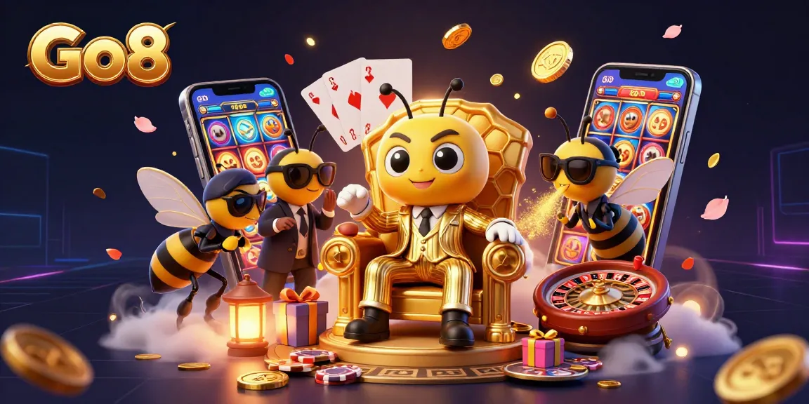 Go8 showcases a vibrant casino atmosphere with a bumblebee mob boss and thrilling game action.