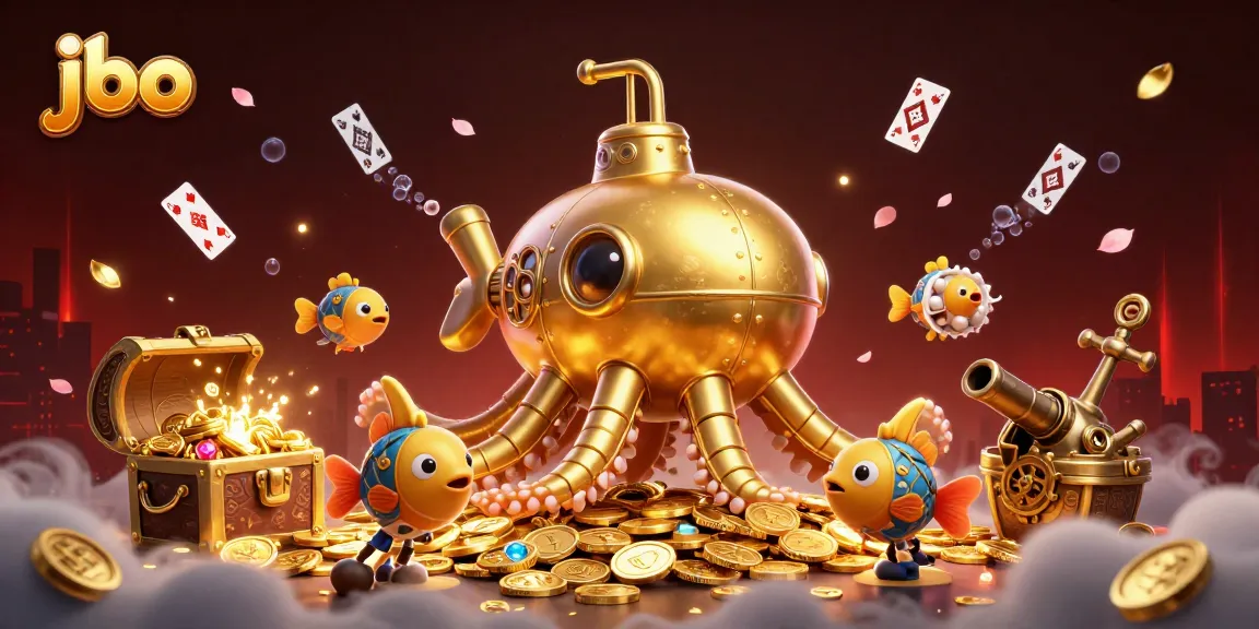 jbo players enjoy an exciting underwater adventure in a casino-themed illustration filled with vibrant details.